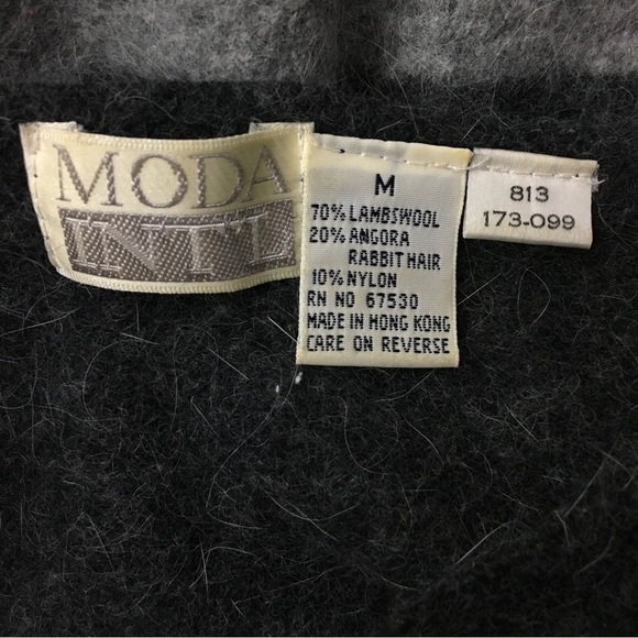 MODA INTL Vintage Lambswool Angora Rabbit Hair Sweater Stripe 90s Size Medium - Picture 8 of 9